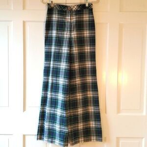 Vintage Blue and White Plaid Wide Leg Pants